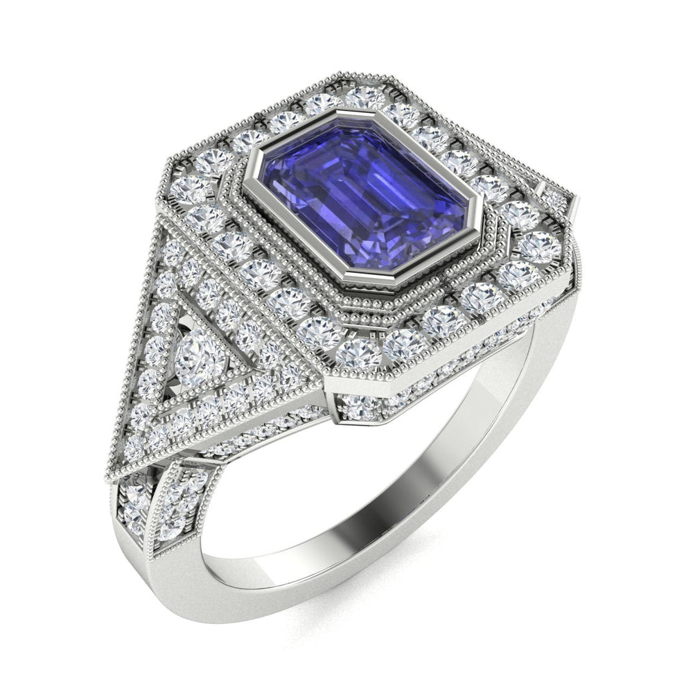18KT Gold Tanzanite and Diamond Ladies Ring (Tanzanite 2.28 cts. White Diamond 1.35 cts.)