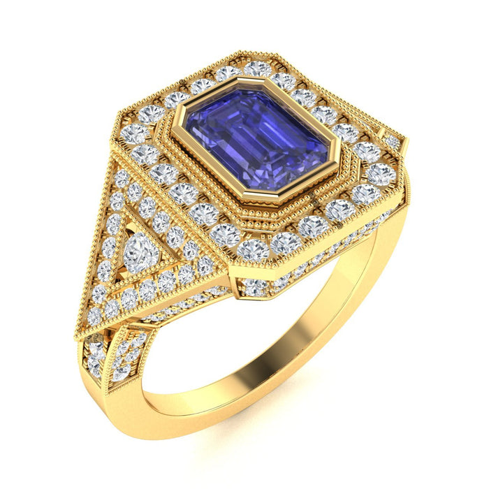 18KT Gold Tanzanite and Diamond Ladies Ring (Tanzanite 2.28 cts. White Diamond 1.35 cts.)
