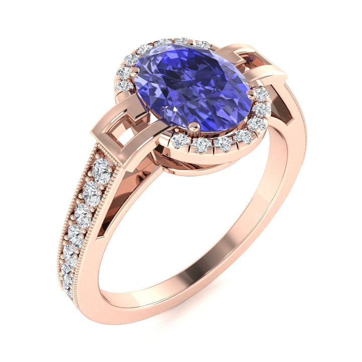18KT Gold Tanzanite and Diamond Ladies Ring (Tanzanite 2.88 cts White Diamonds 0.33 cts)