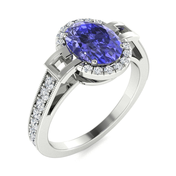 18KT Gold Tanzanite and Diamond Ladies Ring (Tanzanite 2.88 cts White Diamonds 0.33 cts)