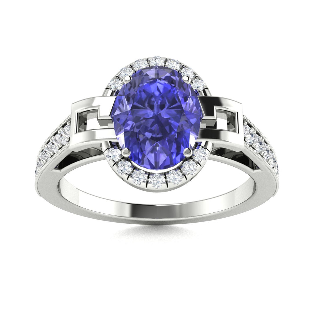 18KT Gold Tanzanite and Diamond Ladies Ring (Tanzanite 2.88 cts White Diamonds 0.33 cts)