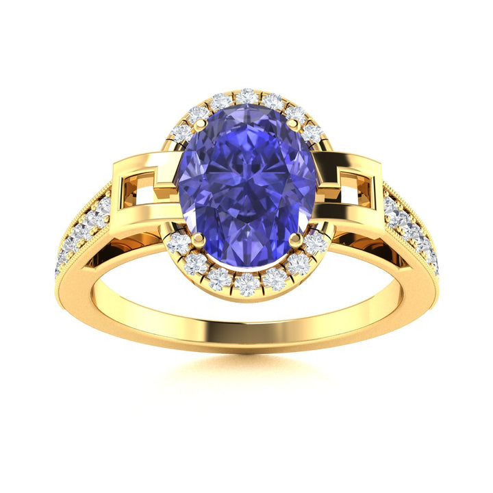 18KT Gold Tanzanite and Diamond Ladies Ring (Tanzanite 2.88 cts White Diamonds 0.33 cts)