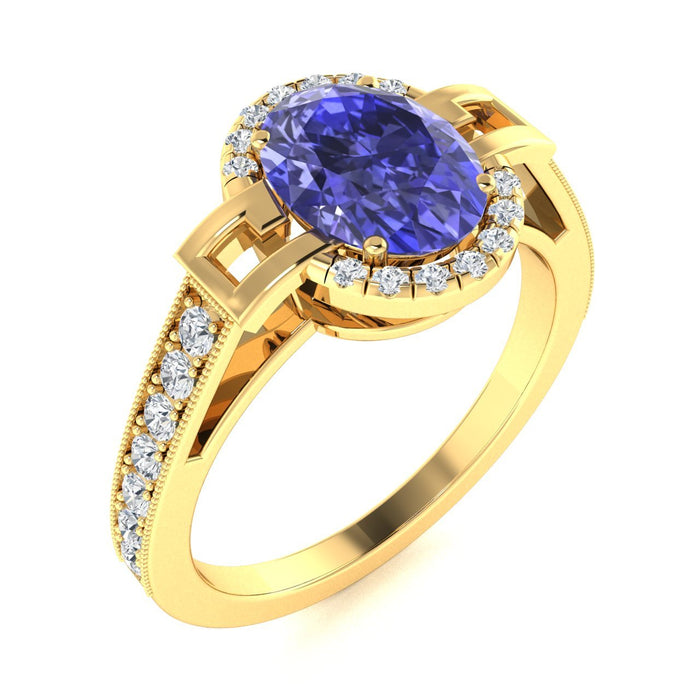18KT Gold Tanzanite and Diamond Ladies Ring (Tanzanite 2.88 cts White Diamonds 0.33 cts)