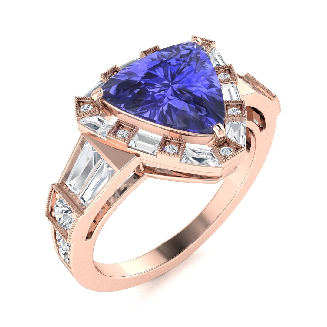 18KT Gold Tanzanite and Diamond Ladies Ring (Tanzanite 2.92 cts. White Diamond 0.82 cts.)