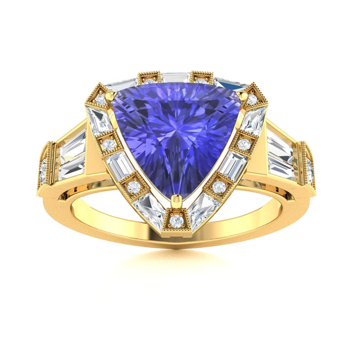 18KT Gold Tanzanite and Diamond Ladies Ring (Tanzanite 2.92 cts. White Diamond 0.82 cts.)