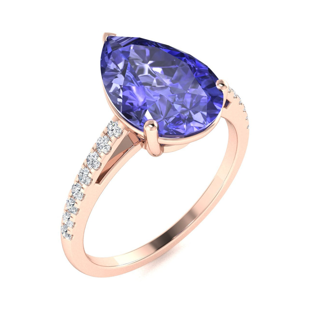 18KT Gold Tanzanite and Diamond Ladies Ring (Tanzanite 3.02 cts. White Diamond 0.23 cts.)