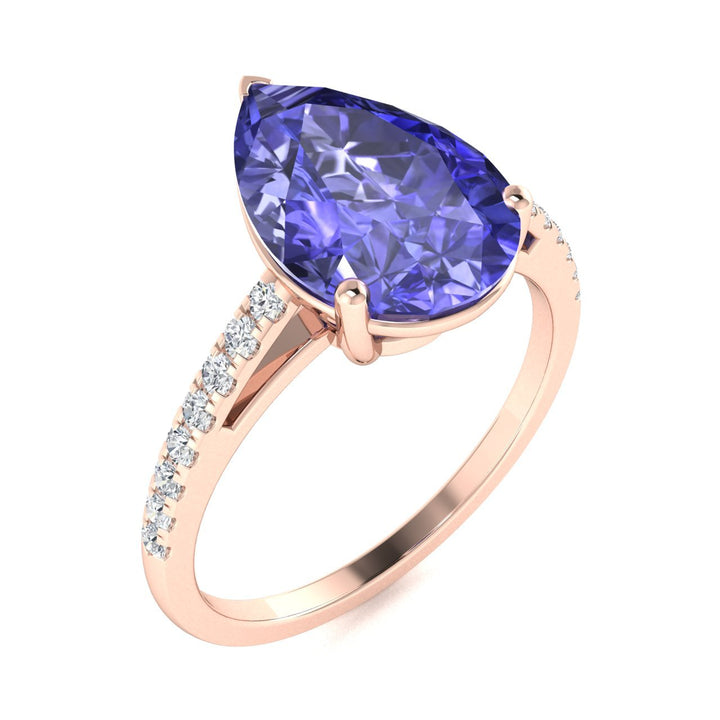 18KT Gold Tanzanite and Diamond Ladies Ring (Tanzanite 3.02 cts. White Diamond 0.23 cts.)