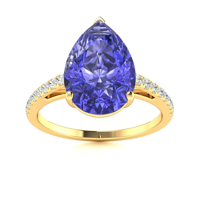 18KT Gold Tanzanite and Diamond Ladies Ring (Tanzanite 3.02 cts. White Diamond 0.23 cts.)