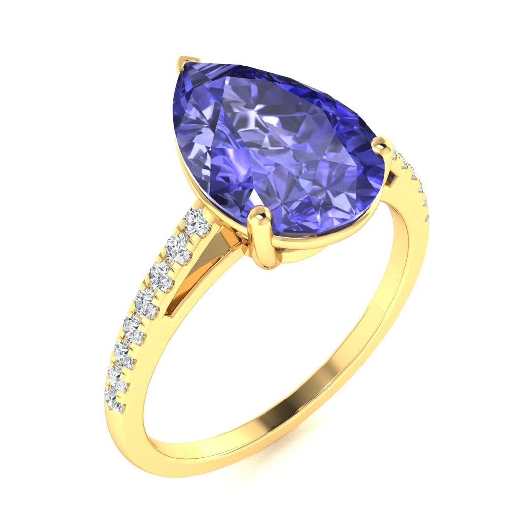 18KT Gold Tanzanite and Diamond Ladies Ring (Tanzanite 3.02 cts. White Diamond 0.23 cts.)