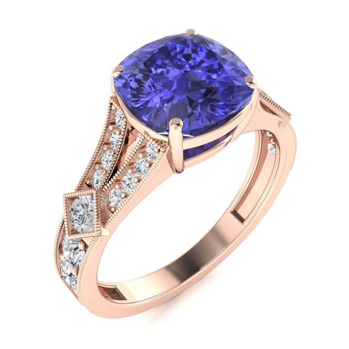 18KT Gold Tanzanite and Diamond Ladies Ring (Tanzanite 3.06 cts. White Diamond 0.34 cts.)
