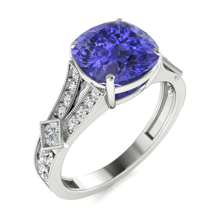 18KT Gold Tanzanite and Diamond Ladies Ring (Tanzanite 3.06 cts. White Diamond 0.34 cts.)