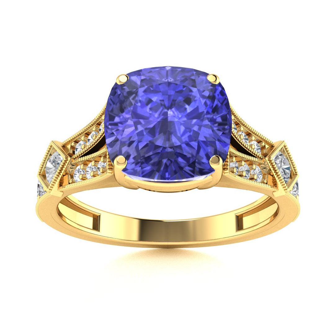 18KT Gold Tanzanite and Diamond Ladies Ring (Tanzanite 3.06 cts. White Diamond 0.34 cts.)