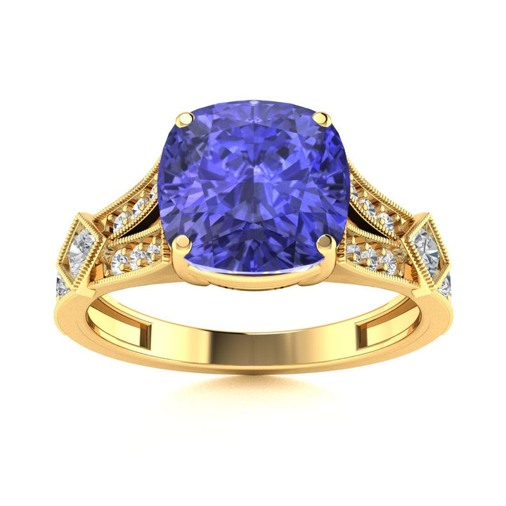 18KT Gold Tanzanite and Diamond Ladies Ring (Tanzanite 3.06 cts. White Diamond 0.34 cts.)
