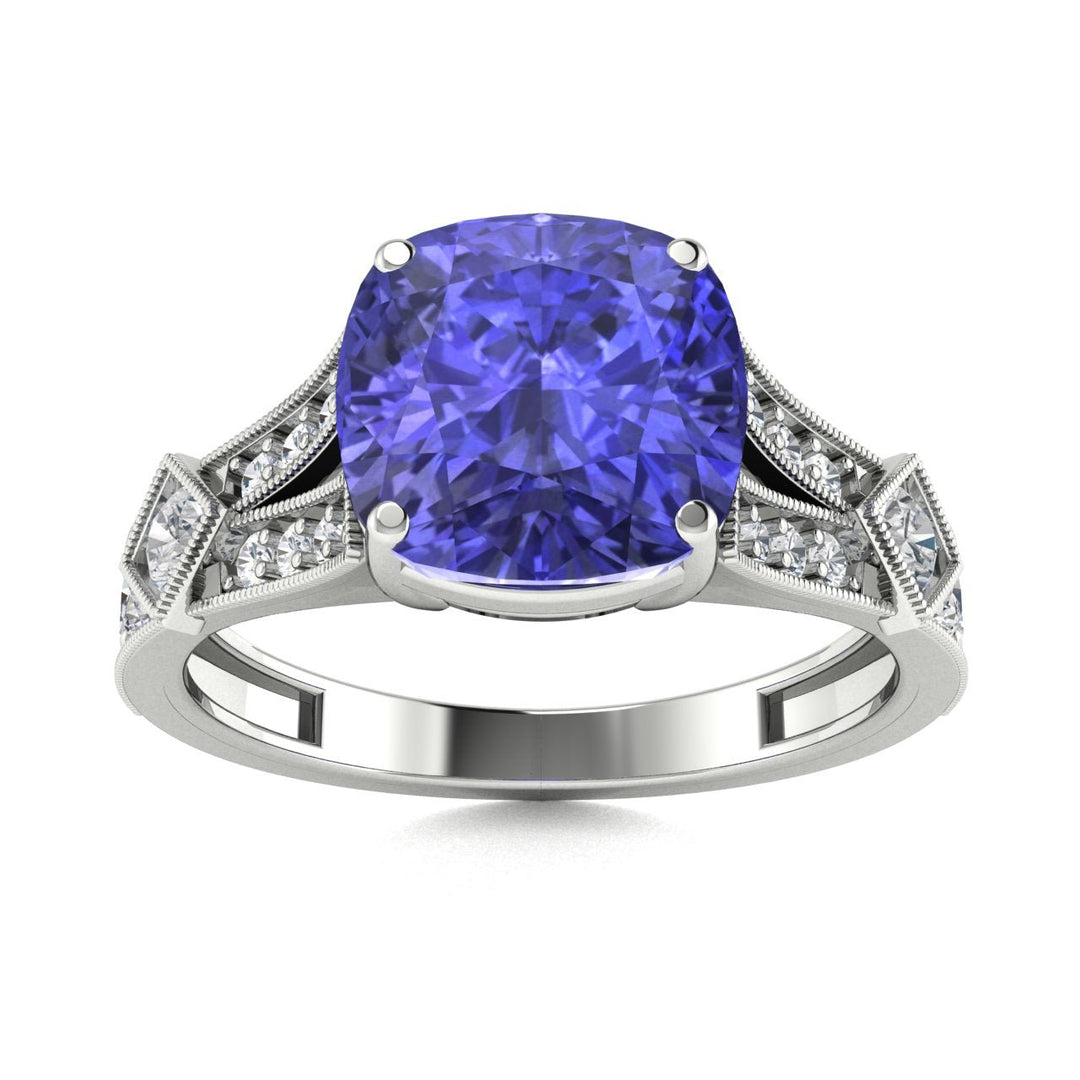 18KT Gold Tanzanite and Diamond Ladies Ring (Tanzanite 3.06 cts. White Diamond 0.34 cts.)