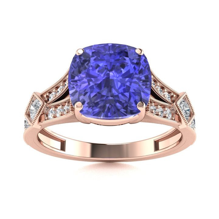 18KT Gold Tanzanite and Diamond Ladies Ring (Tanzanite 3.06 cts. White Diamond 0.34 cts.)