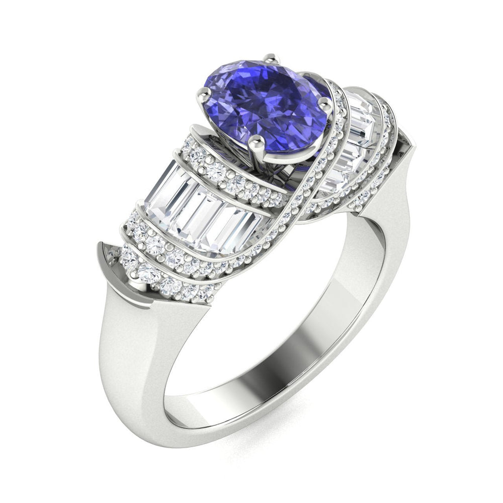 18KT Gold Tanzanite and Diamond Ladies Ring (Tanzanite 3.06 cts. White Diamond 0.72 cts.)