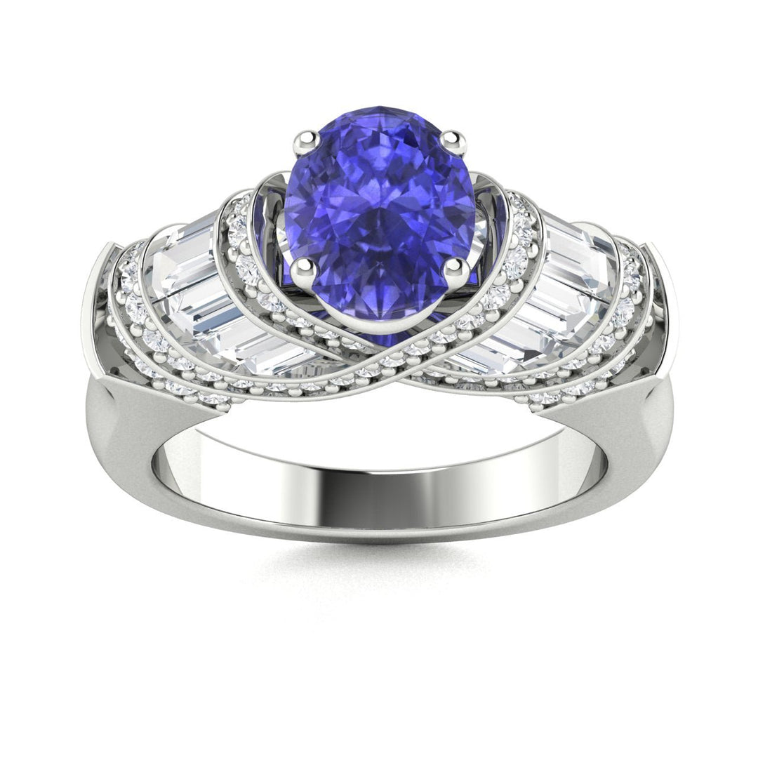 18KT Gold Tanzanite and Diamond Ladies Ring (Tanzanite 3.06 cts. White Diamond 0.72 cts.)