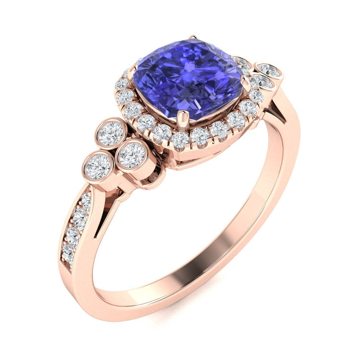 18KT Gold Tanzanite and Diamond Ladies Ring (Tanzanite 3.36 cts White Diamonds 0.64 cts)