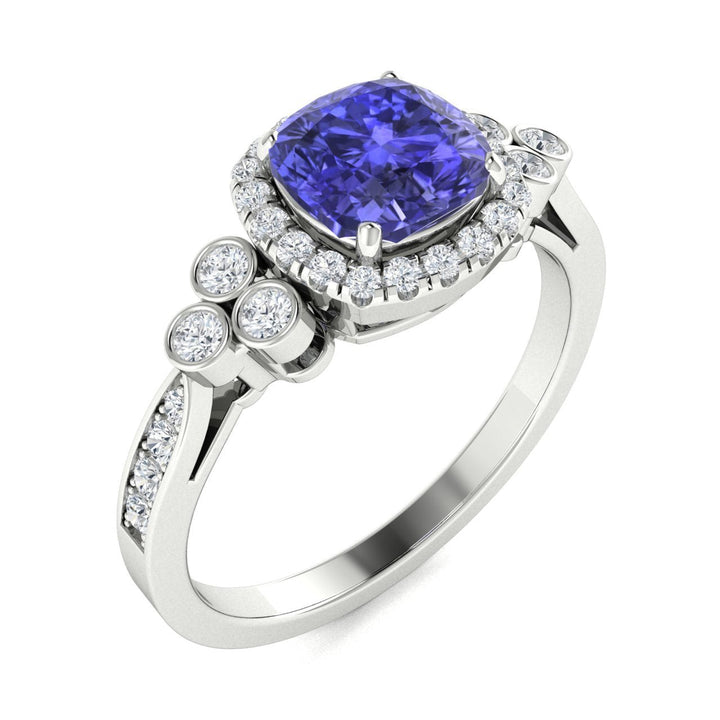18KT Gold Tanzanite and Diamond Ladies Ring (Tanzanite 3.36 cts White Diamonds 0.64 cts)