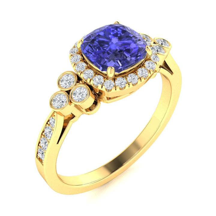 18KT Gold Tanzanite and Diamond Ladies Ring (Tanzanite 3.36 cts White Diamonds 0.64 cts)