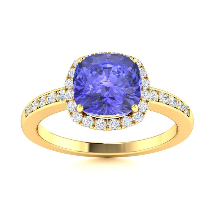 18KT Gold Tanzanite and Diamond Ladies Ring (Tanzanite 3.37 cts. White Diamond 0.56 cts.)