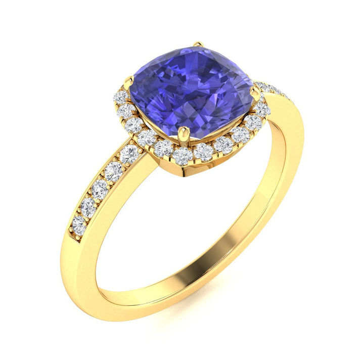 18KT Gold Tanzanite and Diamond Ladies Ring (Tanzanite 3.37 cts. White Diamond 0.56 cts.)