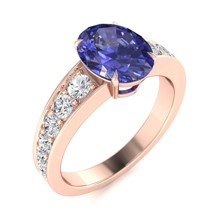 18KT Gold Tanzanite and Diamond Ladies Ring (Tanzanite 3.44 cts. White Diamond 0.69 cts.)
