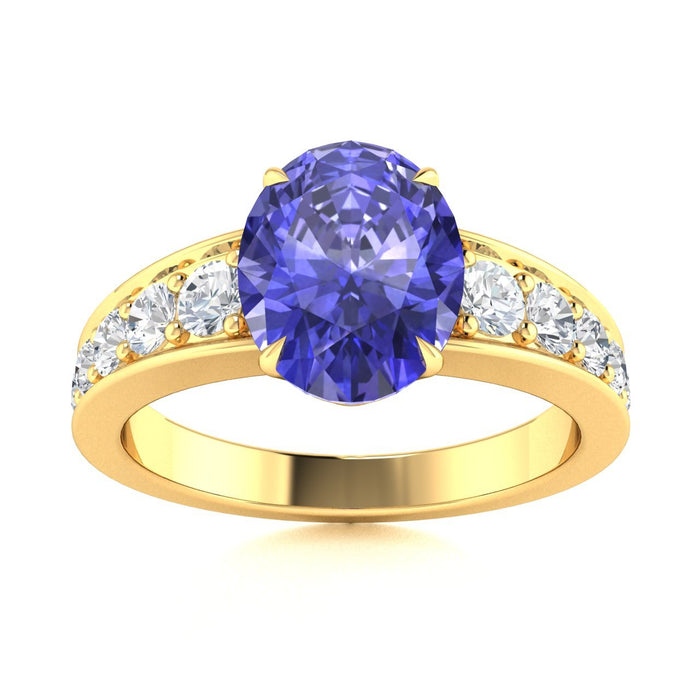18KT Gold Tanzanite and Diamond Ladies Ring (Tanzanite 3.44 cts. White Diamond 0.69 cts.)