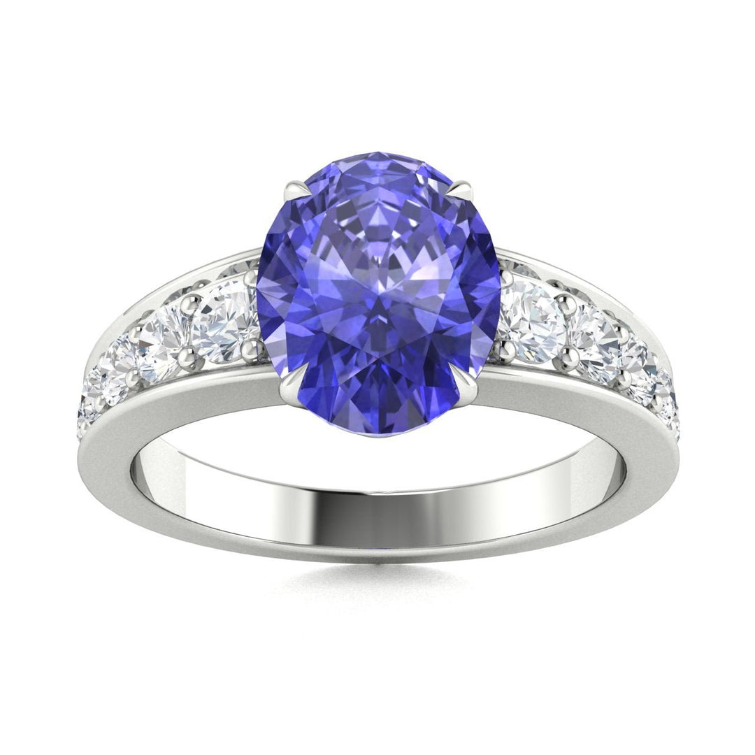 18KT Gold Tanzanite and Diamond Ladies Ring (Tanzanite 3.44 cts. White Diamond 0.69 cts.)