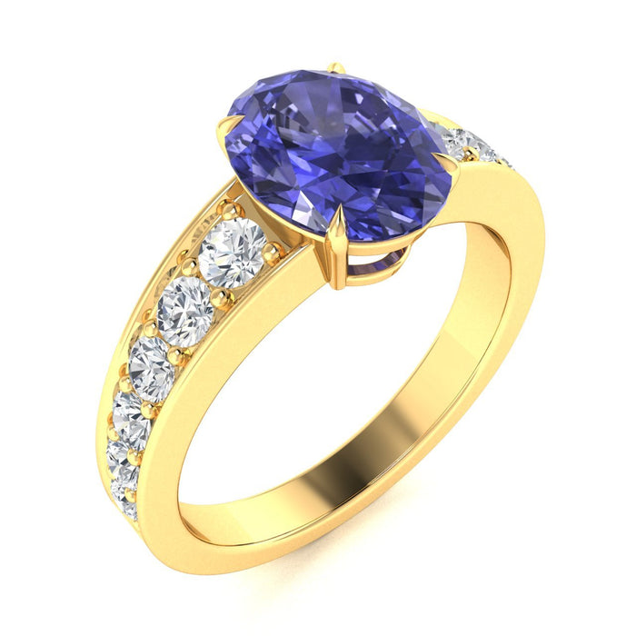 18KT Gold Tanzanite and Diamond Ladies Ring (Tanzanite 3.44 cts. White Diamond 0.69 cts.)