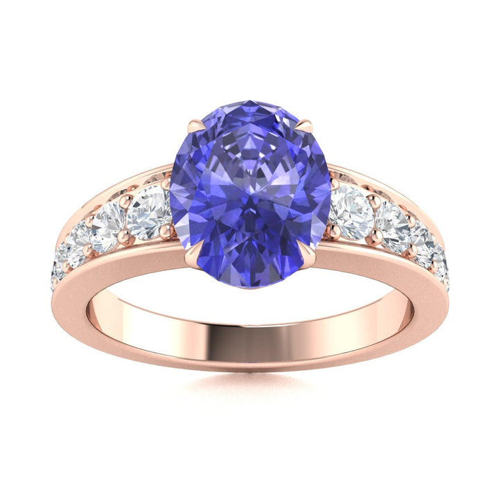 18KT Gold Tanzanite and Diamond Ladies Ring (Tanzanite 3.44 cts. White Diamond 0.69 cts.)