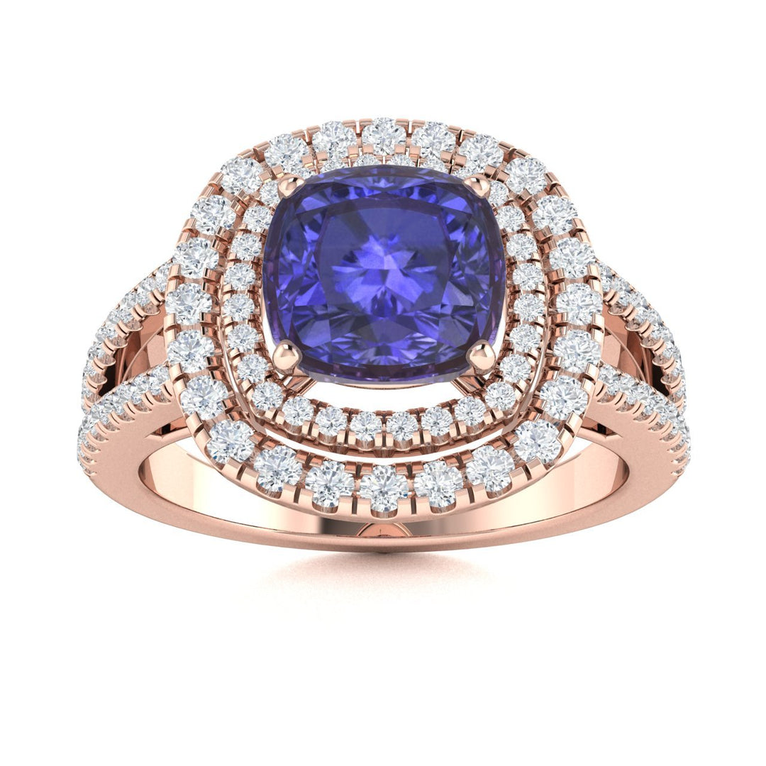 18KT Gold Tanzanite and Diamond Ladies Ring (Tanzanite 3.93 cts White Diamonds 0.78 cts)
