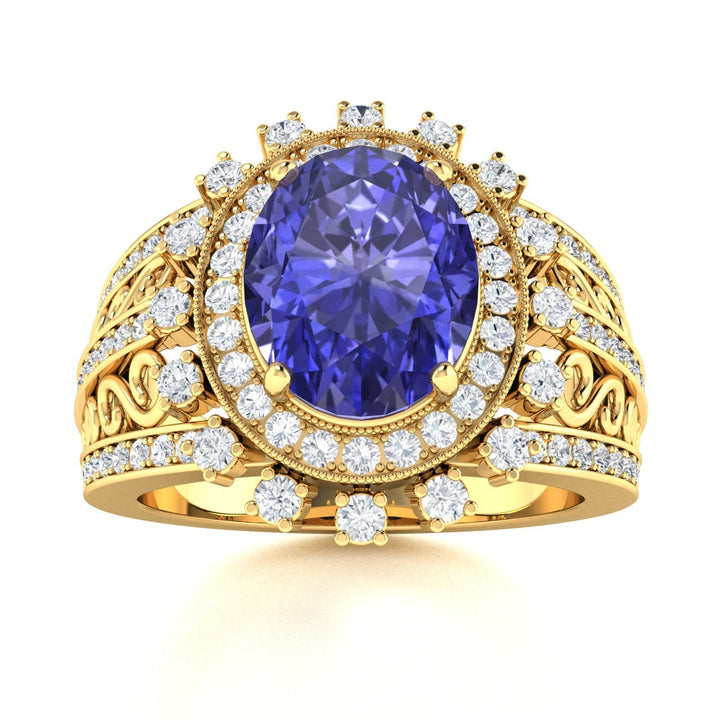 18KT Gold Tanzanite and Diamond Ladies Ring (Tanzanite 3.95 cts. White Diamond 1.28 cts.)