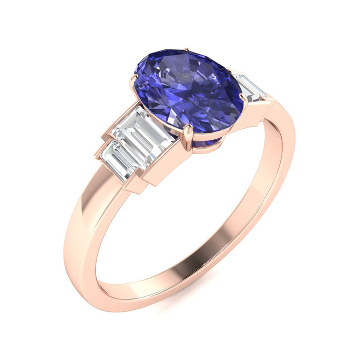 18KT Gold Tanzanite and Diamond Ladies Ring (Tanzanite 3.98 cts. White Diamond 0.31 cts.)