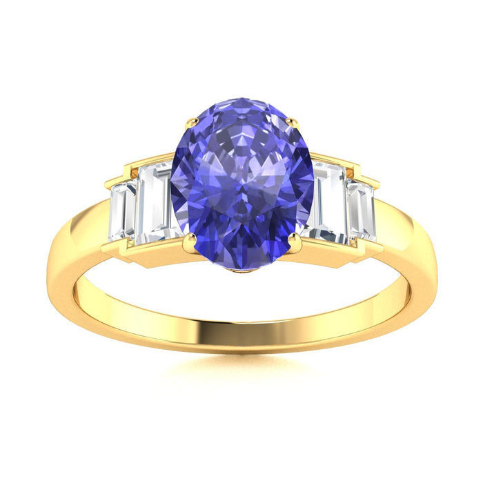 18KT Gold Tanzanite and Diamond Ladies Ring (Tanzanite 3.98 cts. White Diamond 0.31 cts.)