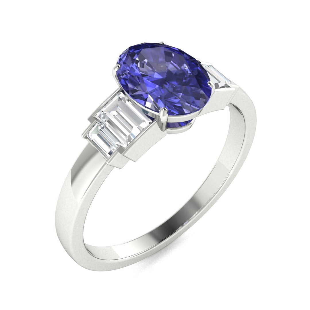 18KT Gold Tanzanite and Diamond Ladies Ring (Tanzanite 3.98 cts. White Diamond 0.31 cts.)