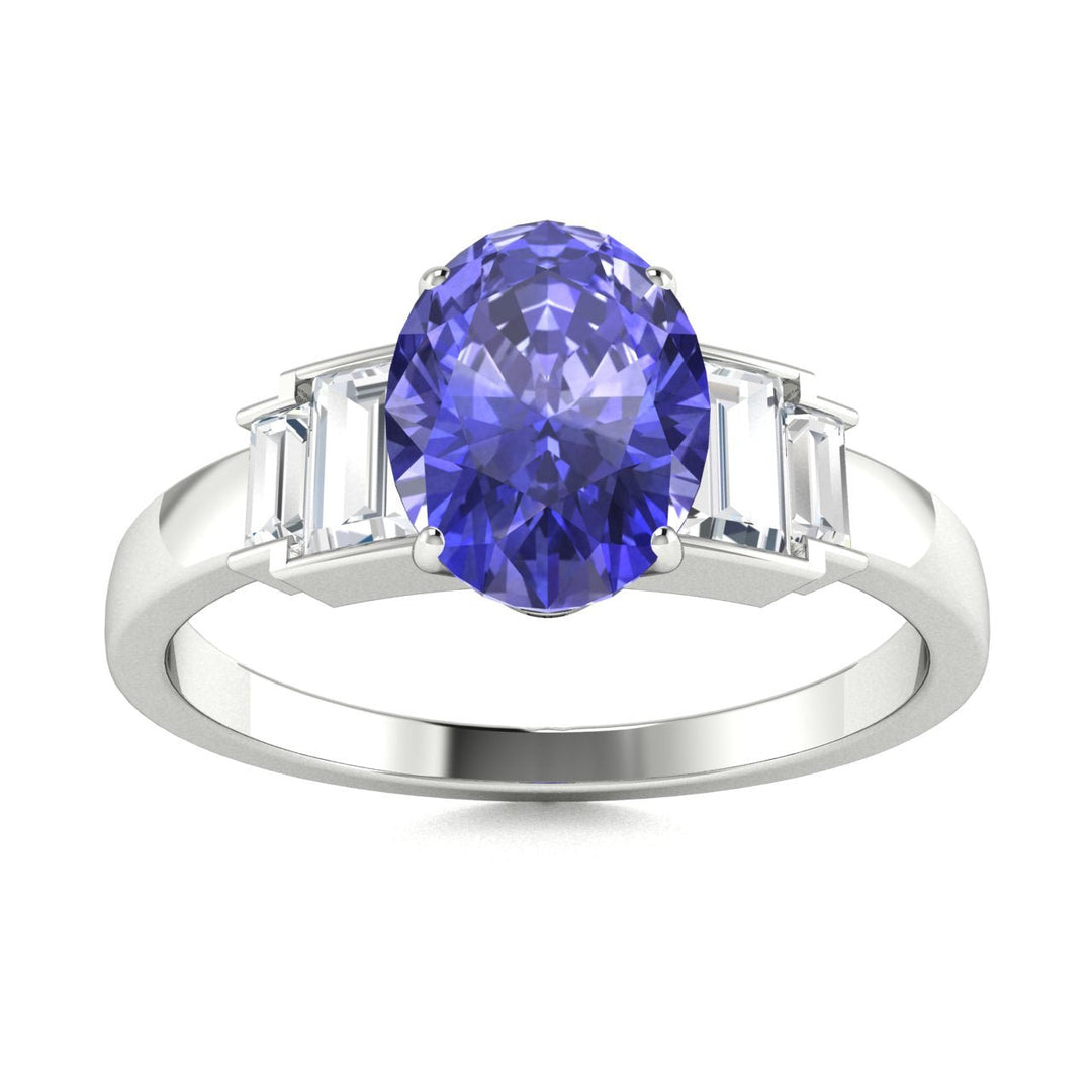 18KT Gold Tanzanite and Diamond Ladies Ring (Tanzanite 3.98 cts. White Diamond 0.31 cts.)