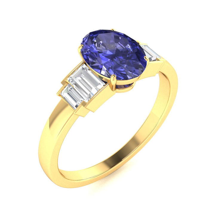 18KT Gold Tanzanite and Diamond Ladies Ring (Tanzanite 3.98 cts. White Diamond 0.31 cts.)