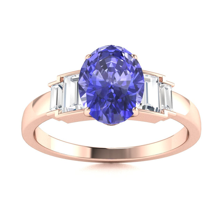 18KT Gold Tanzanite and Diamond Ladies Ring (Tanzanite 3.98 cts. White Diamond 0.31 cts.)