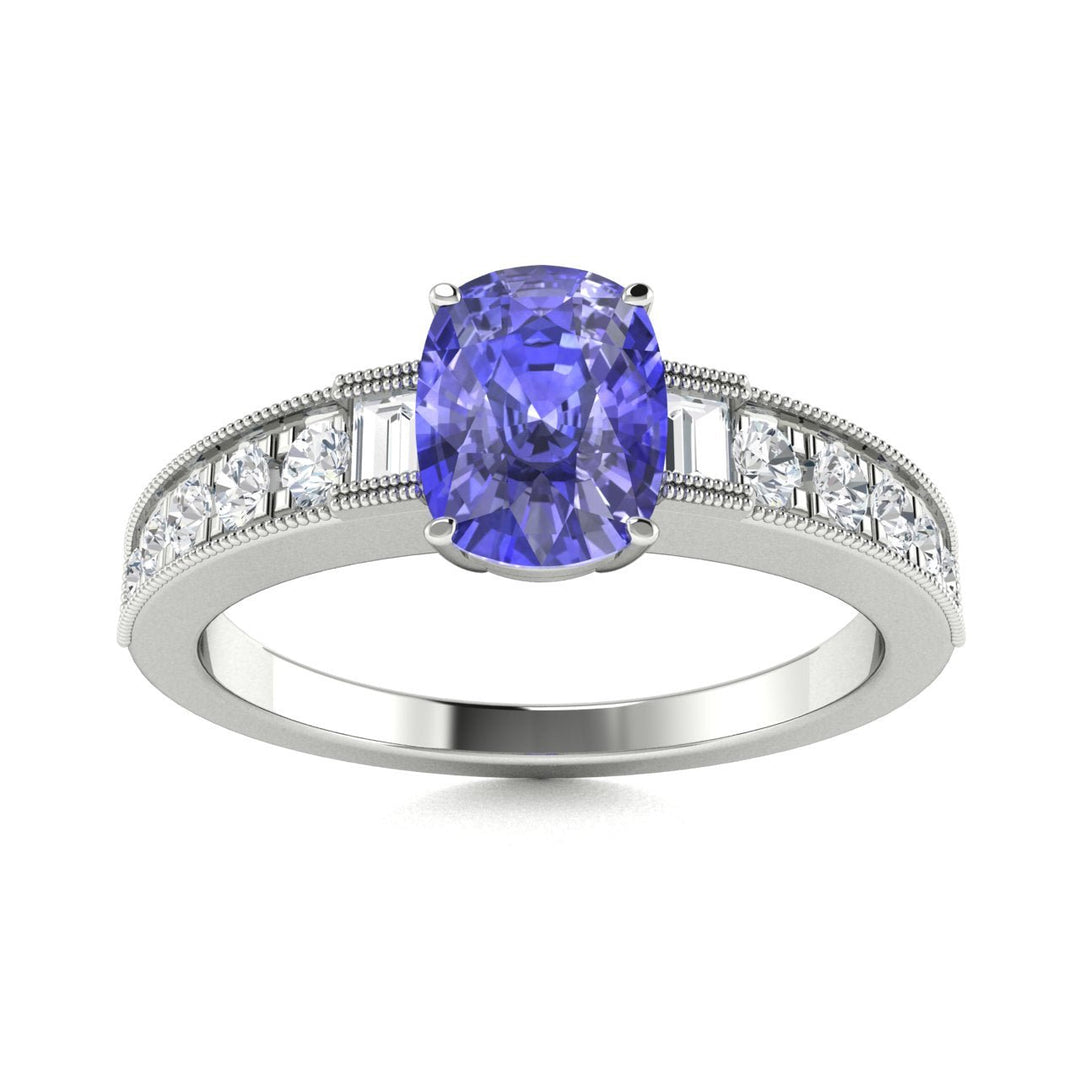 18KT Gold Tanzanite and Diamond Ladies Ring (Tanzanite 4.18 cts. White Diamond 0.62 cts.)