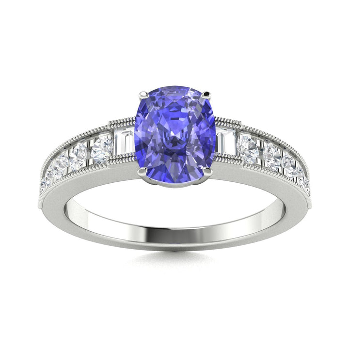 18KT Gold Tanzanite and Diamond Ladies Ring (Tanzanite 4.18 cts. White Diamond 0.62 cts.)