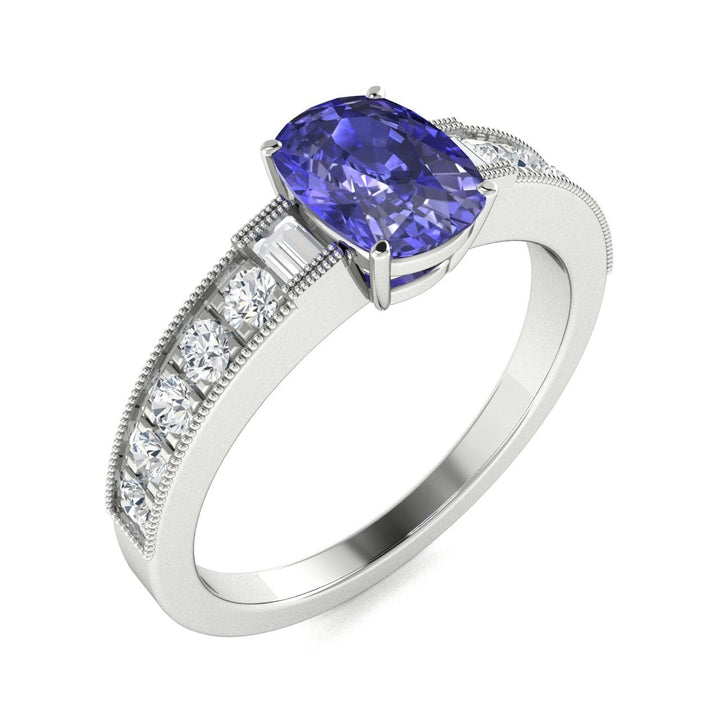 18KT Gold Tanzanite and Diamond Ladies Ring (Tanzanite 4.18 cts. White Diamond 0.62 cts.)