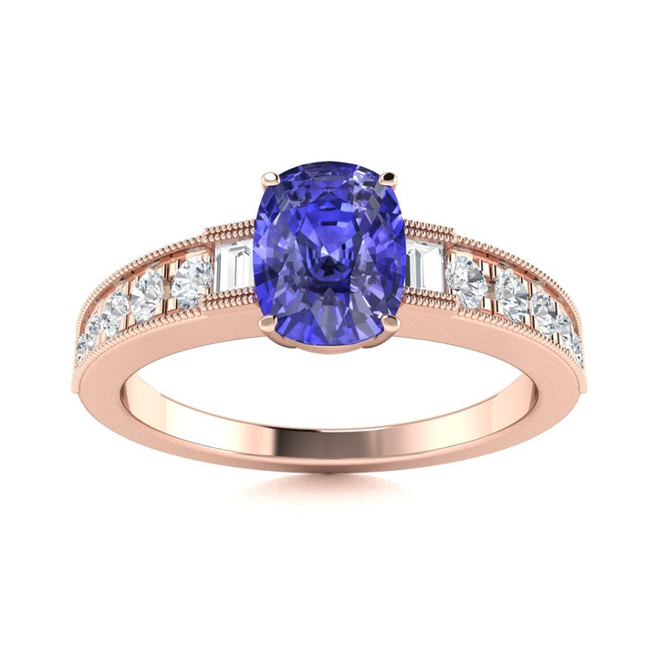 18KT Gold Tanzanite and Diamond Ladies Ring (Tanzanite 4.18 cts. White Diamond 0.62 cts.)