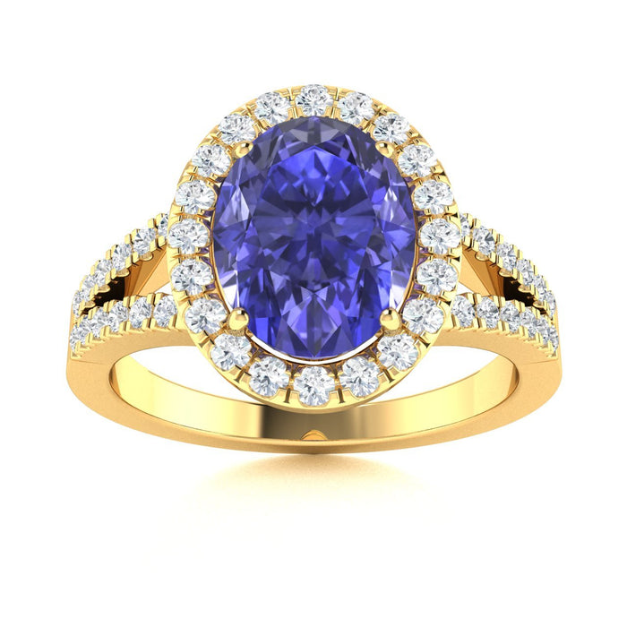 18KT Gold Tanzanite and Diamond Ladies Ring (Tanzanite 4.67 cts White Diamonds 0.68 cts)