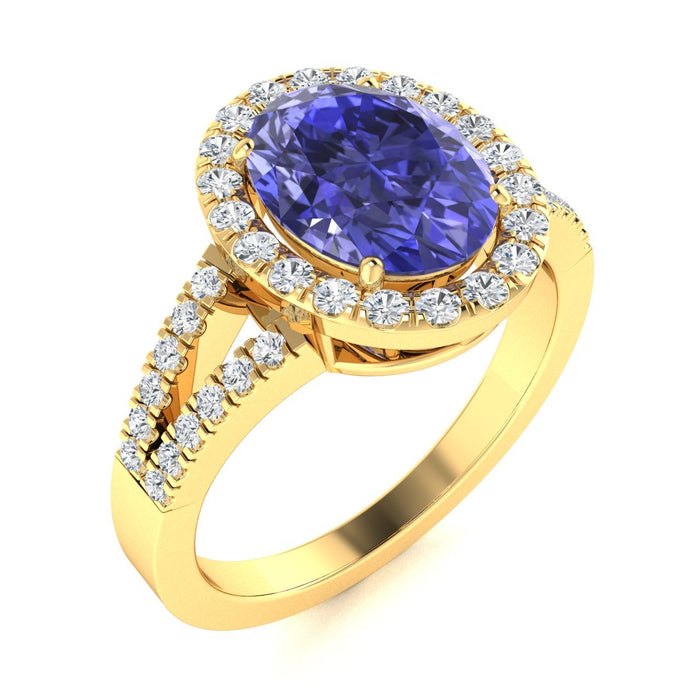 18KT Gold Tanzanite and Diamond Ladies Ring (Tanzanite 4.67 cts White Diamonds 0.68 cts)