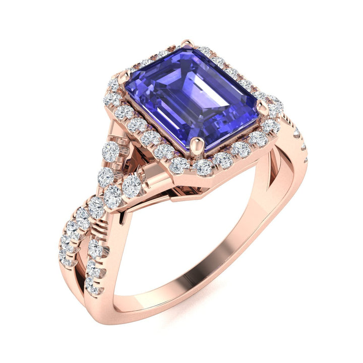 18KT Gold Tanzanite and Diamond Ladies Ring (Tanzanite 4.93 cts. White Diamond 0.86 cts.)