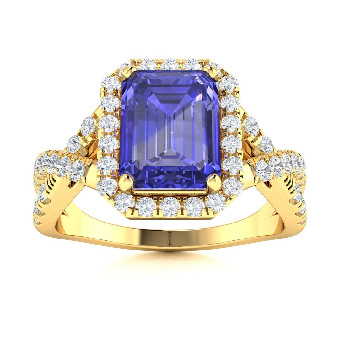 18KT Gold Tanzanite and Diamond Ladies Ring (Tanzanite 4.93 cts. White Diamond 0.86 cts.)