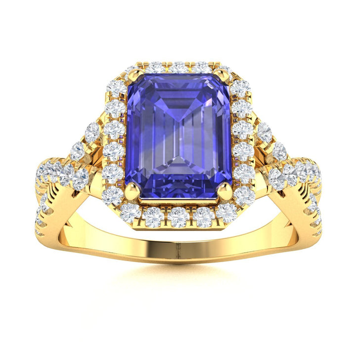 18KT Gold Tanzanite and Diamond Ladies Ring (Tanzanite 4.93 cts. White Diamond 0.86 cts.)