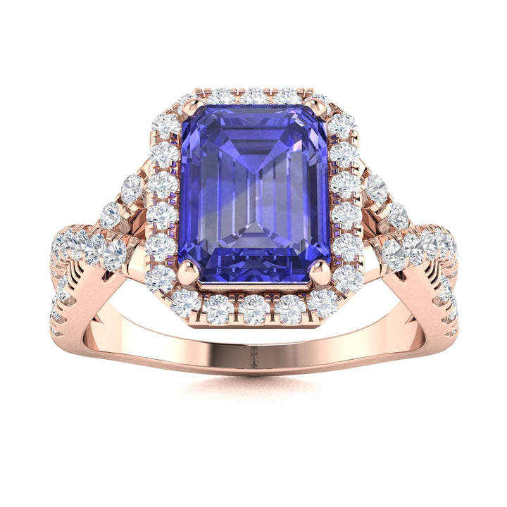 18KT Gold Tanzanite and Diamond Ladies Ring (Tanzanite 4.93 cts. White Diamond 0.86 cts.)