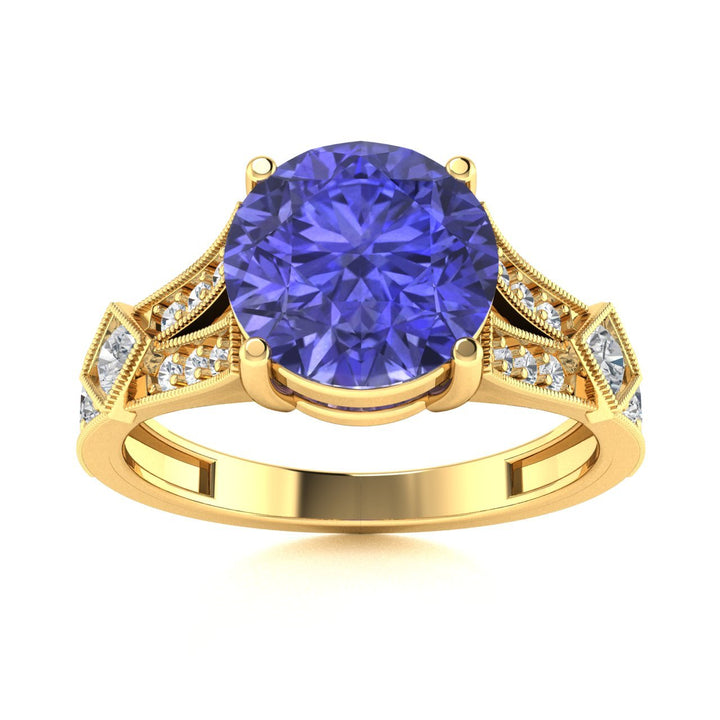 18KT Gold Tanzanite and Diamond Ladies Ring (Tanzanite 4.96 cts. White Diamond 0.26 cts.)